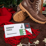 Weihnachtsgeschenkgutschein mit Holzschuhlöffel